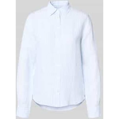 regular fit linnen blouse met overhemdkraag en labelstitching