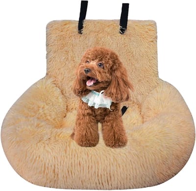 Huisdier Autostoel - Reisbed Hond - Veilig Reizen - Afneembare Hoes - 36 x 34 x 20 cm - Abrikoos