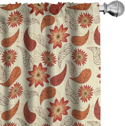 ABAKUHAUS – Gordijnen – 2x75x175 cm – oranje-rood-perzik – microvezel