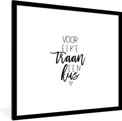 Fotolijst incl. Poster - Sterkte - Quote - Zwart - Kus - 40x40 cm - Posterlijst