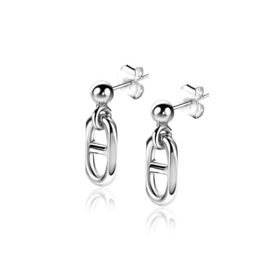 ZINZI zilveren oorstekers met trendy marine schakel ZIO2580 - 18mm