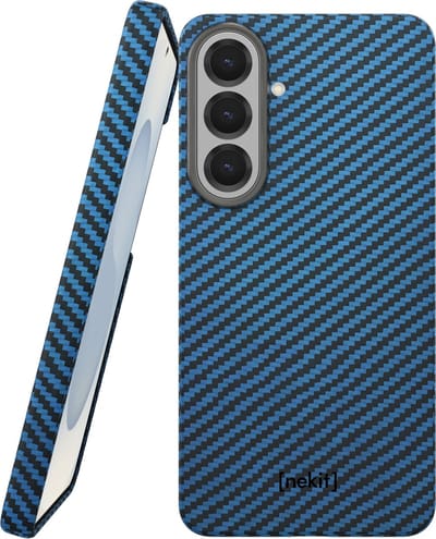 NEKIT Fiber Hoesje Geschikt voor Samsung Galaxy S26 Plus - Compatibel met MagSafe en Qi2 - High-Tech Kevlar - Back Cover Ultra Dun - Blauw
