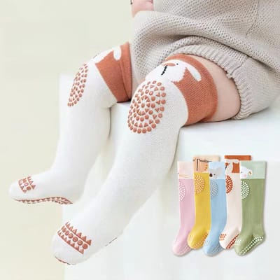 Peuterkniehoge antislipsokken - vloersokken - kinderkniekruipsokken - antislipsokken - kruipkousen - babykousen - 5 paar - geschikt voor baby's 0-12 maanden