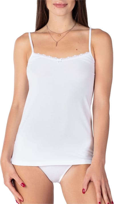 Bellivalini Dames Onderhemd - V-hals - met Kant - Katoen - BLV-BLV50-221-UW - Wit - 3XL