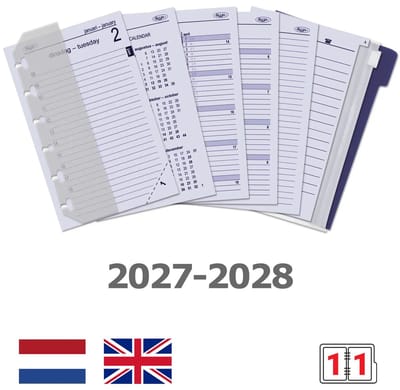 Kalpa 6331-27-28 125 x 80 mm Pocket Planner Organizer Vulling 1 Dag per Pagina Jaardoos EN NL 2027 2028