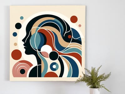 Modern vrouw schilderij | Vibrant Vrouwenportret: Hedendaagse Kunst met Krachtige Vrouwelijkheid | Kunst - 60x60 centimeter op Canvas | Foto op Canvas