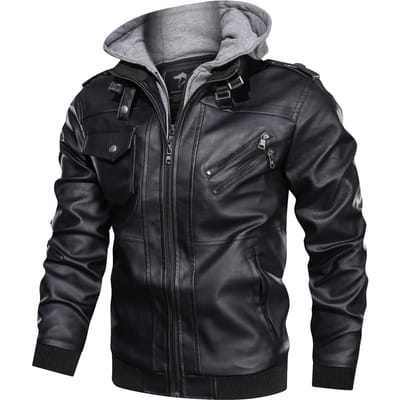 Veste Moto en Cuir Tendance pour Homme Coupe Slim Zippée Automne Veste en Cuir pour Homme XXXL noir