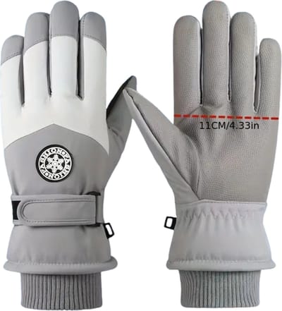 Bovista Skihandschoenen - Handschoenen Winter - Handschoenen - Ski Handschoenen - Waterdicht - Winddicht - Grijs/Wit