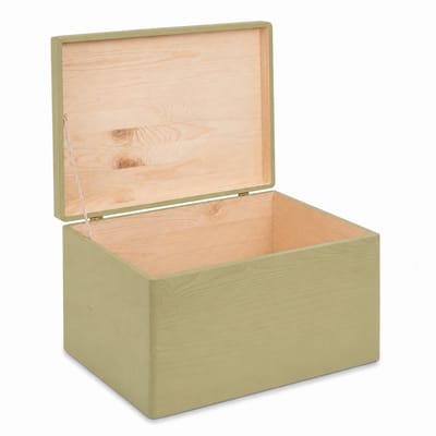 HAUDT® Houten kist KIM MAXI Pistache met klepdeksel - 39,5 x 29,5 x 23 cm - opbergkist zonder handvatten - volledig gesloten