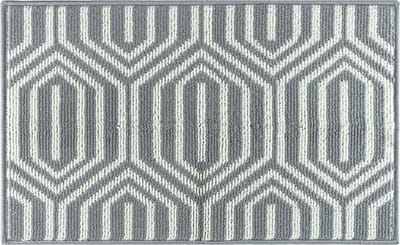 QUVIO Deurmat - Retro - Grijs - Wit - Voor binnen - Vloerkleed - Droogloopmat - Deurmat met print - 50 x 81 cm