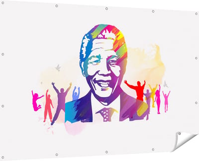 Gards Tuinposter Nelson Mandela - 180x120 cm - Tuindoek - Tuindecoratie - Wanddecoratie buiten - Tuinschilderij