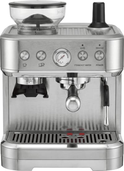 Koffiemachine van 15 bar met geïntegreerde molen - melkschuimer - 2,5 liter waterreservoir - roestvrijstalen barista-machine voor thuis en op kantoor.