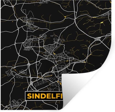 Muurstickers - Sticker Folie - Sindelfingen - Goud - Stadskaart - Plattegrond - Duitsland - Kaart - 100x100 cm - Plakfolie - Muurstickers Kinderkamer - Zelfklevend Behang XXL - Zelfklevend behangpapier - Stickerfolie