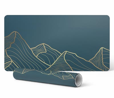 Beschermende bureauonderlegger met grafische berglijnen, 90x45 cm