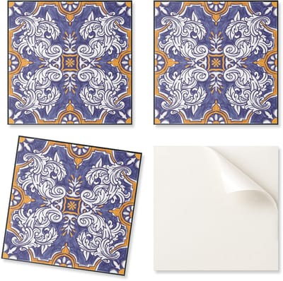 Zelfklevende vinyltegels met bloemenprint en ornamenten, 20x20x20 cm