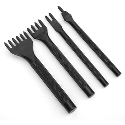 4 Stuks Steekbeitelset Leerbewerking DIY Gereedschap Zwart Elektroplating Leerbewerking Steekbeitel 5mm
