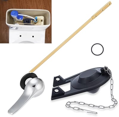Dailygoods- WC Handvat Vervangingskit - Messing - Rubber Flapper - Universeel - Voor Toilet - Eenvoudige Installatie - Toilethandgreep