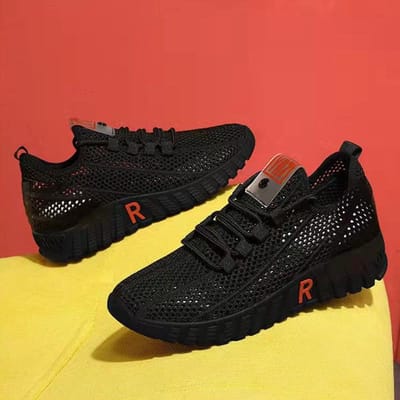 Nieuwe Casual Sneaker Damesschoenen Witte Schoenen Mesh Bovenwerk Zachte Zool Hardloopschoenen 40 zwart