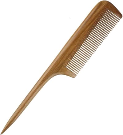Haarkam Sandelhout - Stylingkam Verzorgingskam - Dagelijkse Haarverzorging - Fijne Tanden Scherpe Staart - 21 cm - Groen