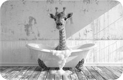 Badmat 60x40 cm - Antislip - Giraffe - Dier - Badkuip - Vintage - Zwart - Wit - Badmatten voor badkamer - Badkamermat - Douchemat - Badkamer mat