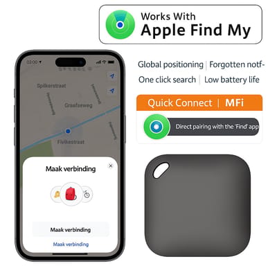 GPS Tracker voor Hond, Kat en Kind – Compatibel met Air Tag – Zoek Mijn – Waterdicht & Draadloos