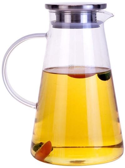 EXCITAT Glazen kan - Glazen waterkan - Glazen karaf - met roestvrijstalen deksel - voor sap, dranken, drinkwater