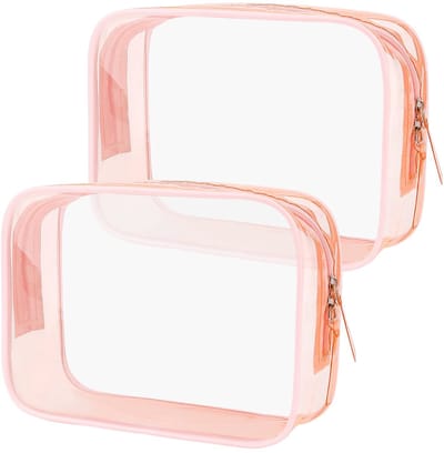 Dailygoody - Vloeistofzak - Waterdichte make-uptas - Transparant - Handbagage - Cosmetica tas - Perfect voor reizen - Roze model
