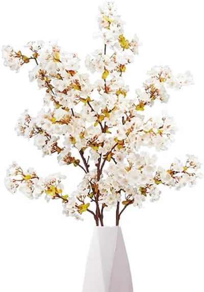 3 Stuks Kunstmatige Kersenbloesem Takken 90 cm - Zijde Bloemen voor Bruiloft en Thuisdecoratie, Wit