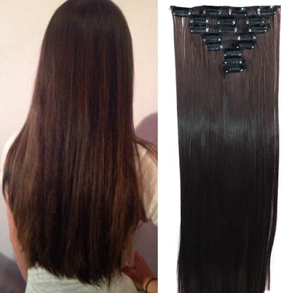 Dailygoods- Haarverlengingen Clip In - 8 Strengen - Synthetisch Haar - Glad - Haarverdikking - Hittebestendig - Eenvoudige Installatie - Haarextensies