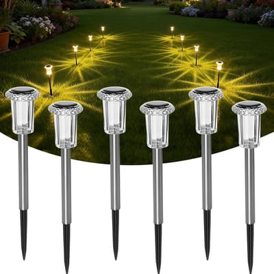 Solar Tuinverlichting - 6-Pack LED Buitenlamp Grond - Warm Wit - IP65 Waterdicht