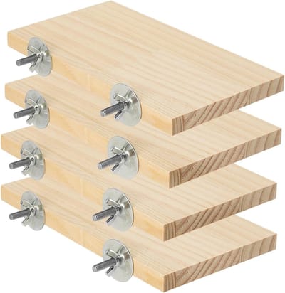 Houten vogelplatforms, set van 4, grote zitplanken 19 x 10 cm voor parkieten, ideale accessoires voor vogelkooien, speeltjes en zitoplossingen