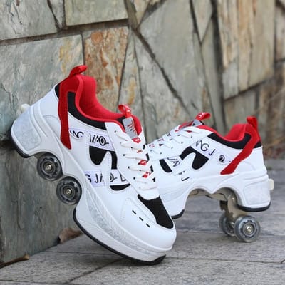 Chaussures de déformation invisibles à quatre roues, Double rangée, chaussures de sport à Double usage, patins à roulettes pour enfants 33