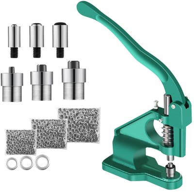 Professionele ooglet tang met rivet set, handdruk ooglet tang met 3 matrijzen voor leren ambachten en gordijnen, 6/10/12 mm, ideaal voor naaiprojecten en stofbewerking