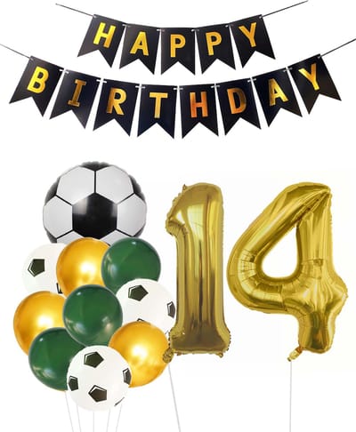Cijfer Ballon 14 | Snoes Champions Voetbal Plus - Ballonnen Pakket | Groen en Goud