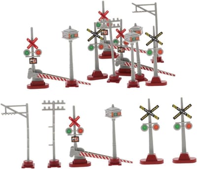 Miniatuur Verkeersborden - Speelgoed Seinlichten - Educatief Spelen - Realistische Stationomgeving - 10.5 cm Lengte - Gemengde Kleuren