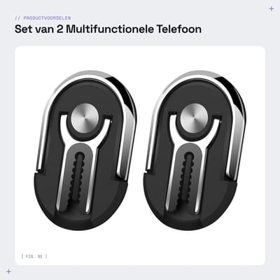 Dailygoods- Vingerring 2 stuks - Telefoonhouder auto - 360° rotatie - Universeel - Kunststof/Metaal - Duurzaam en lichtgewicht