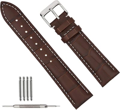 Leren Horlogebandjes in Zwart met Krokodillenprint - Vervangende Militaire Horlogebanden voor Mannen en Vrouwen - Verkrijgbaar in Diverse Maten van 14mm tot 22mm