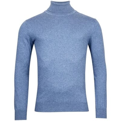 Baileys Trui Rollneck Cotton Cashmere Single Knit Midden Blauw / male