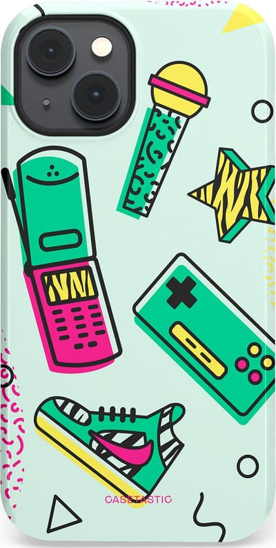 Casetastic Hoesje Geschikt voor Apple iPhone 14 Plus Magsafe - Stijlvolle Beschermende Duo-layer Case - Retro 80s sneaker
