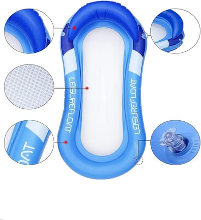 Thijox - Opblaasbaar Luchtbed Drijvende Lounge Zwevende Luchtmatras met Mesh Waterhangmat Loungestoel voor Zwembad, Camping en Tuin - 150 x 75 x 28 cm