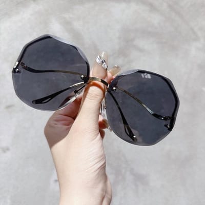 Lunettes de soleil sans monture tendance pour femmes Protection UV400 Rétro Plage Teintes dégradées Lunettes d'été