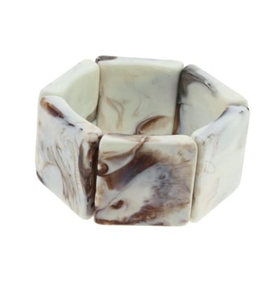 Behave - Rekarmband gemarmerd beige bruin - kunsthars retro 16,5 cm