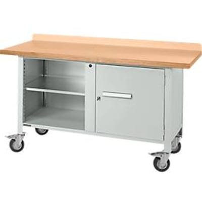 Mobiele werkbank Schäfer Shop Select PWi 150-1, beuken multiplex blad, tot 400 kg, B 1500 x D 700 x H 840 mm