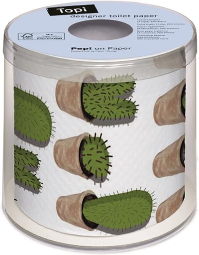 Grappig toiletpapier - Cactus print - Huishoudelijk gebruik - 3-laags zacht papier - 1 rol 200 vellen - Wit
