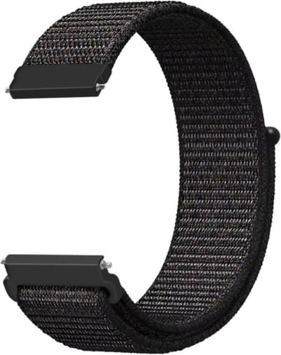 Strap-it Smartwatch bandje 22mm - zacht nylon bandje geschikt voor Samsung Galaxy Watch 46mm / Galaxy Watch 3 45mm / Gear S3 Classic & Frontier - OnePlus Watch - Amazfit GTR 47mm / GTR 2 / GTR 3 - Pro - zwart
