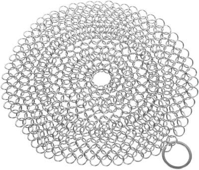 Pannenreiniger Borstel - Gietijzer Reiniger - Keuken Schoonmaken - Stevig Roestvrij Staal - 75 Gram - Zilver