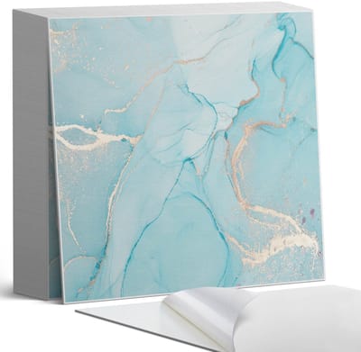 Coloray Plaktegels - Abstract vloeibaar patroon Zelfklevende Tegels - 20 cm x 20 cm - Turkoois Plaktegels - 20 stuks - Vierkant PVC Tegels - Plaktegels Badkamer - Plaktegels Vloer - Vinyl Tegels Zelfklevend - Wandtegel Zelfklevend