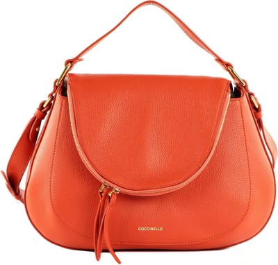 COCCINELLE Leren Handtas Schoudertas Coccinelle Sole Handbag Bottalatino Leather Tangerine Lichtrood