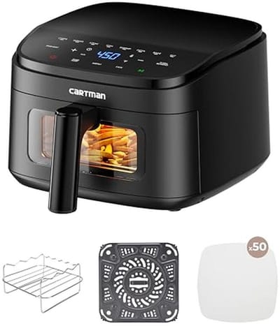 Compacte heteluchtfriteuse 3,7 liter met touchscreen en kijkvenster