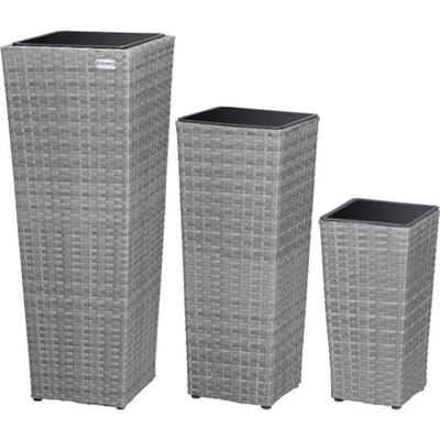 Casaria Bloempotten - 3 stuks - Polyrattan